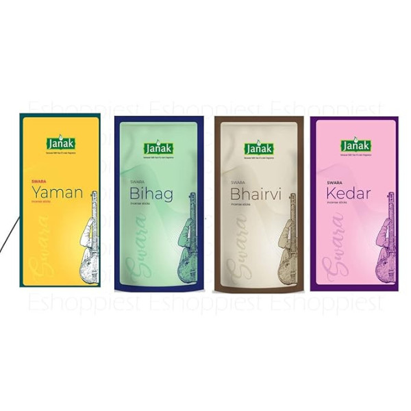 Janak Perfume Agarbatti Combo – Yaman, Bihag, Bhairvi, Kedar | Pack of 4 Premium Scents