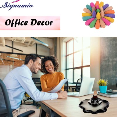 Gujju Dukan Lotus Bowl Ceramic Backflow Smoke Incense Holder  with 20 Piece Incense Cones