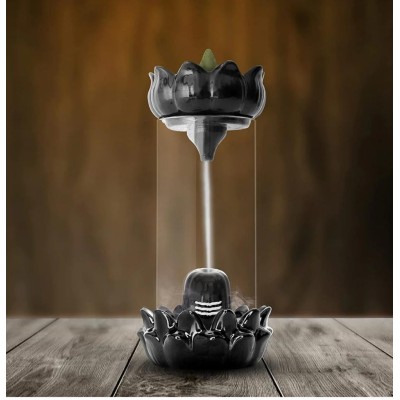 Eshoppiest Janak Ceramic SHIVLING BACKFLOW with 20 Piece Incense Cones