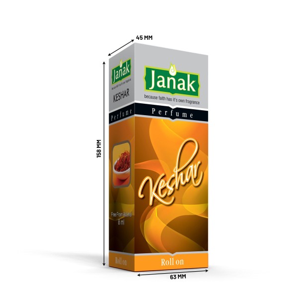 JANAK Kesar Attar – Pure Saffron Perfume Oil (Alcohol-Free) – 8ml Roll-On