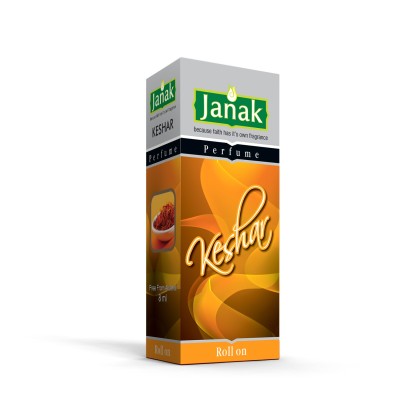 JANAK Kesar Attar – Pure Saffron Perfume Oil (Alcohol-Free) – 8ml Roll-On