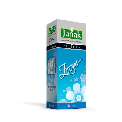 Janak Perfume Zoom Roll-On Attar – 8ml | Strong Long-Lasting Fragrance | Alcohol-Free Ittar for Men
