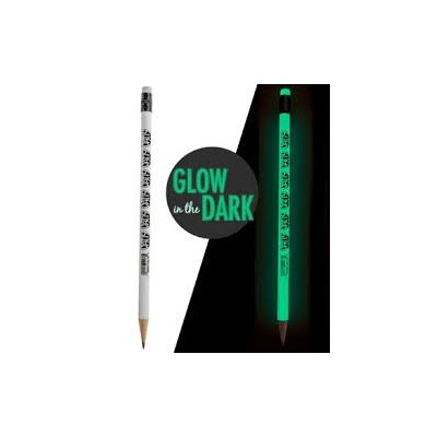 NIGHT GLOW PENCIL 2.0MM WITH LID, FREE SHARPENER & FREE ERASER | GLOW IN DARK FLUORESCENT PENCIL PACK 10