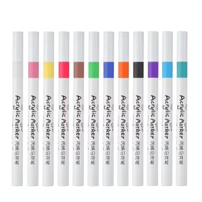 Acrylic Paint Markers Set–12 Vibrant Permanent Colors for Canvas, Ceramic, Glass, Wood & Plastic, DIY Crafts & Beginners