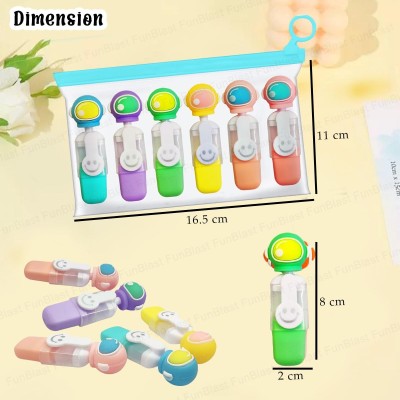Cute Astronaut Highlighter Markers Set, Pack of 6 Fluorescent Colors, Smiley Design
