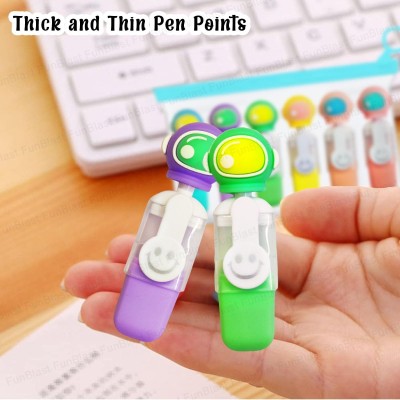 Cute Astronaut Highlighter Markers Set, Pack of 6 Fluorescent Colors, Smiley Design