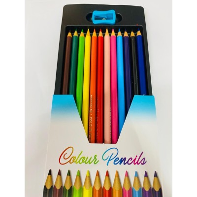 Joy of Creation Triangular Colour Pencils Set – 12 Shades with Sharpen