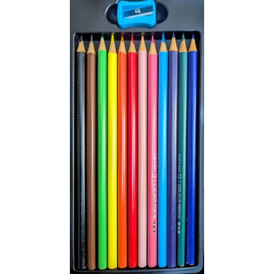 Joy of Creation Triangular Colour Pencils Set – 12 Shades with Sharpen