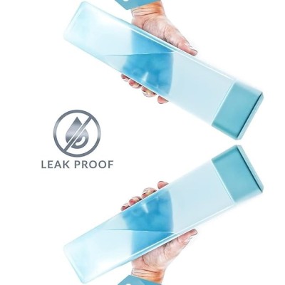 Square Water Bottle Set, Food Grade PP, Leak-Proof, Freezer Safe, 1L, Pack of 6, Assorted Colours