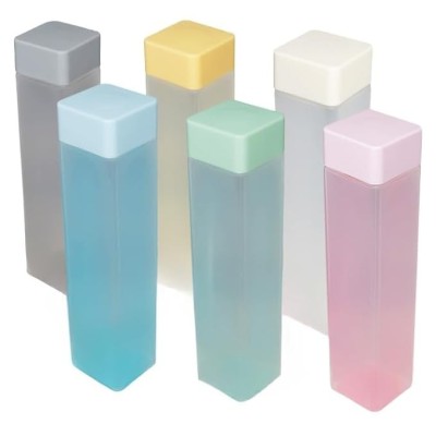 Square Water Bottle Set, Food Grade PP, Leak-Proof, Freezer Safe, 1L, Pack of 6, Assorted Colours
