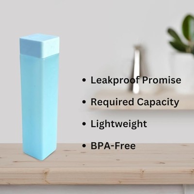 Square Water Bottle Set, Food Grade PP, Leak-Proof, Freezer Safe, 1L, Pack of 6, Assorted Colours