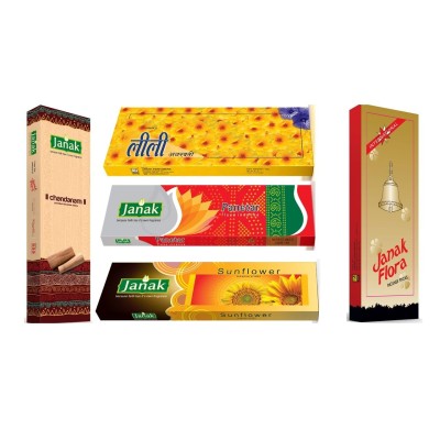 Janak Premium Incense Sticks Collection, Natural Agarbatti Assorted Pack with Long Lasting Fragrance